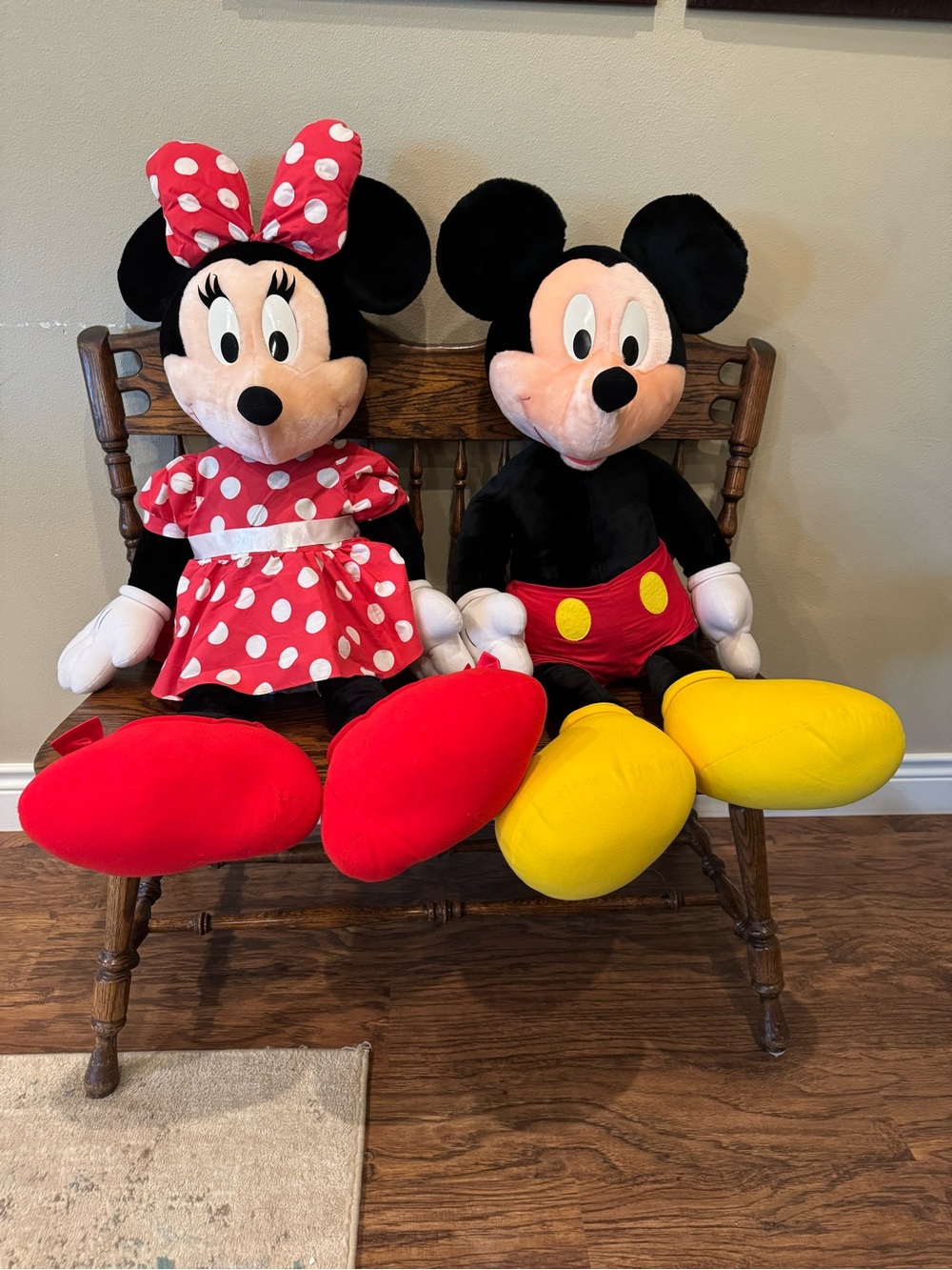 Vintage Jumbo Disney Plush Toys featuring Mickey and Minnie Mouse
